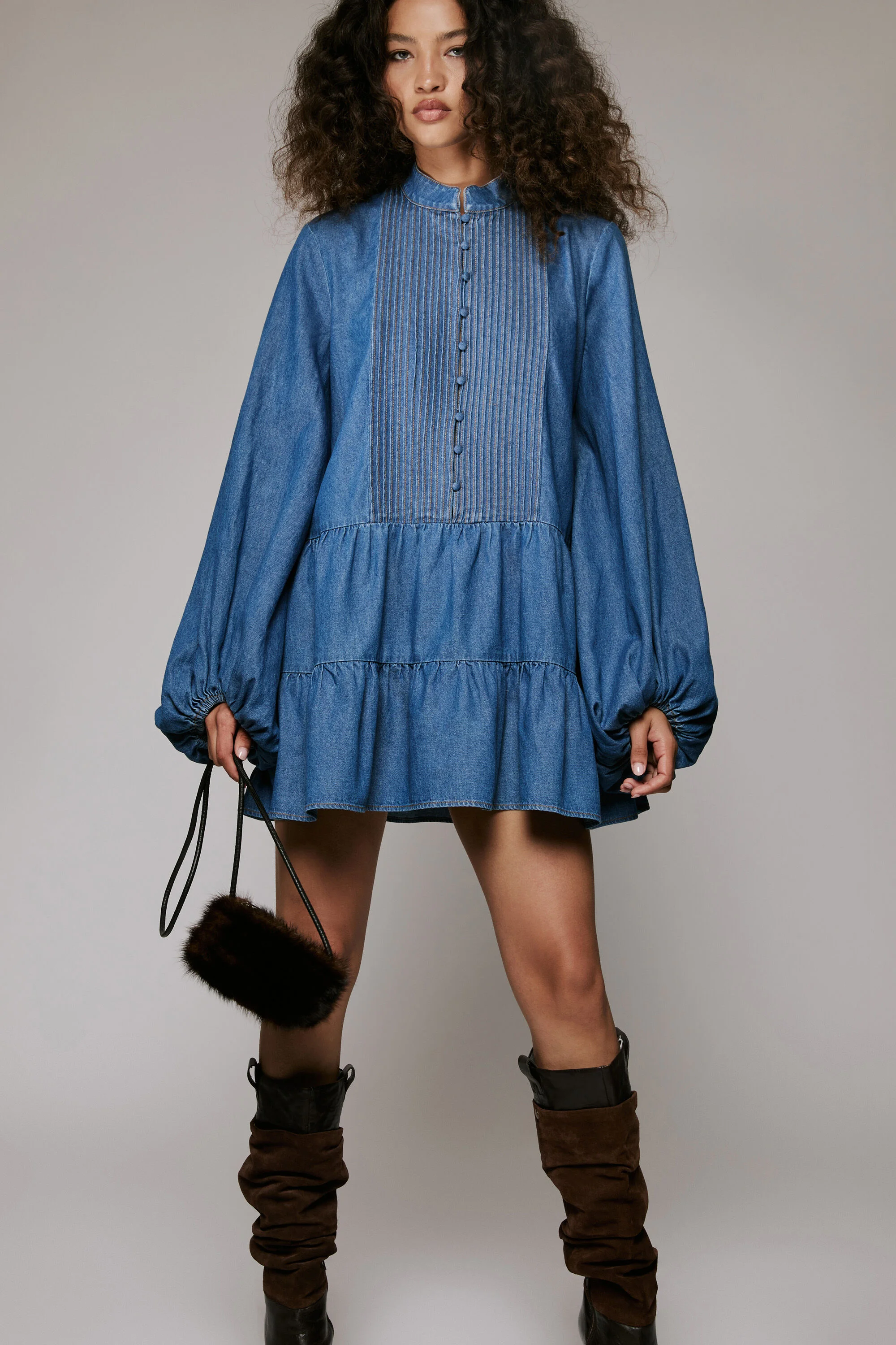 Antonia Chambray Mini Dress In Vintage - 1