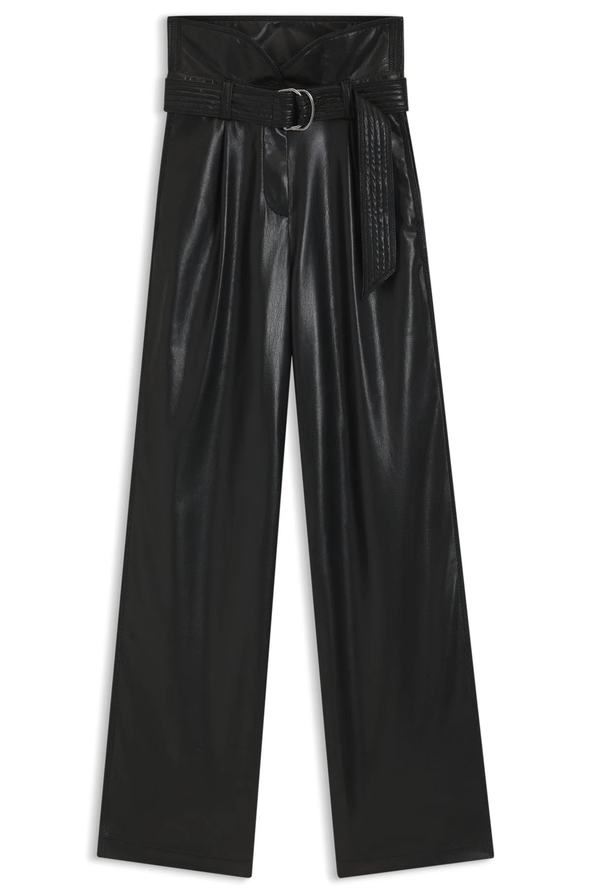 STRAIGHT-LEG TROUSERS IN FAUX LEATHER - 1