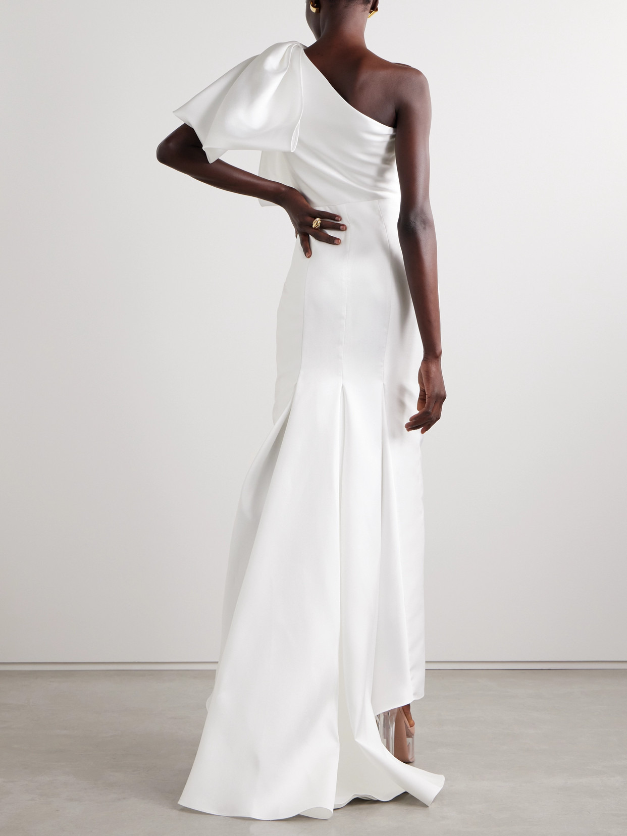 Priya One-shoulder Gathered Satin-twill Gown - 3