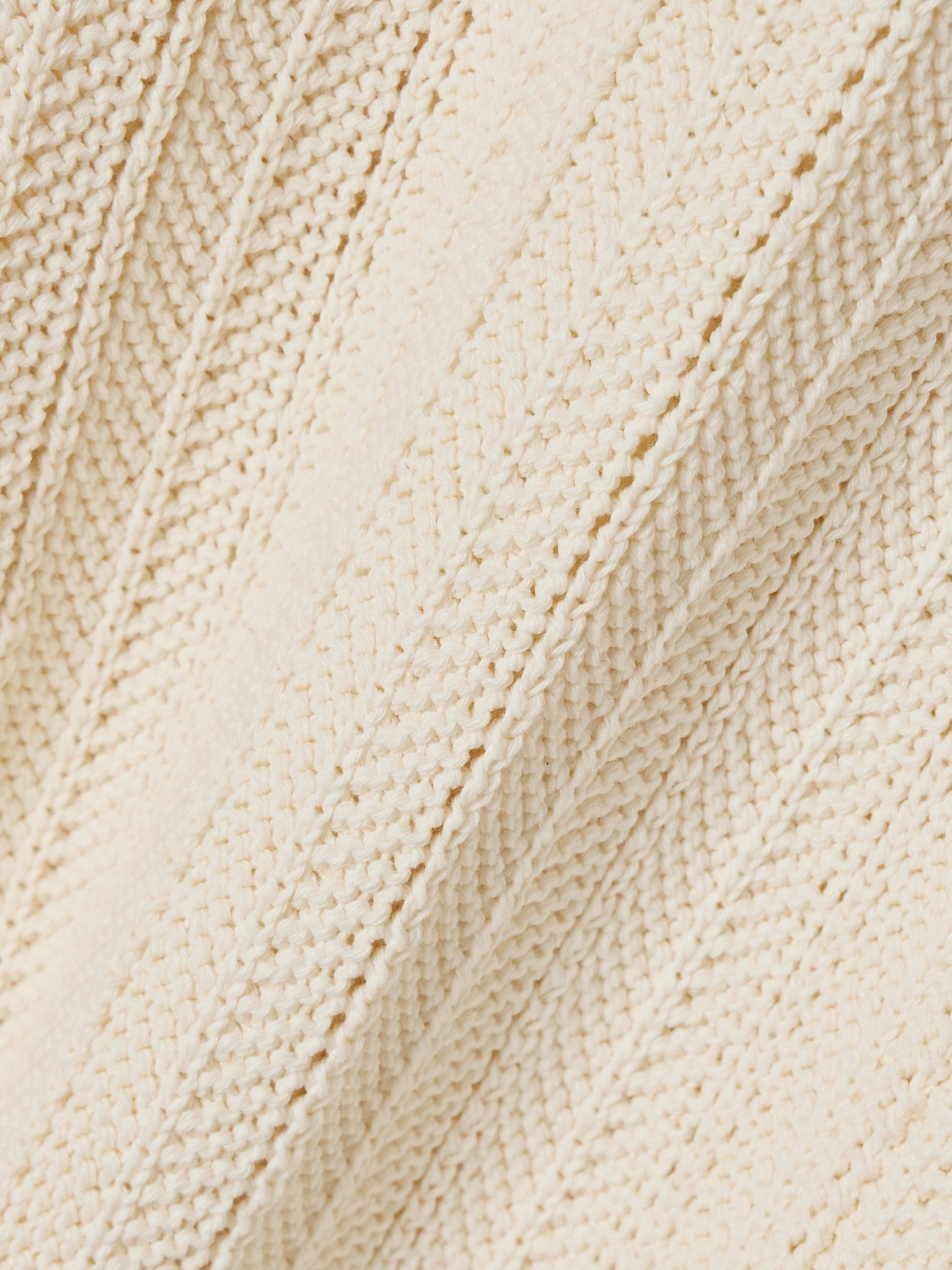 Petey cropped ribbed open-knit organic cotton flared pants Ivory - 5
