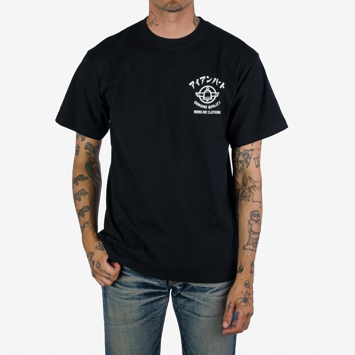 IHPT-2305-BLK 7.5oz Printed Loopwheel Crew Neck T-Shirt - Black - 3