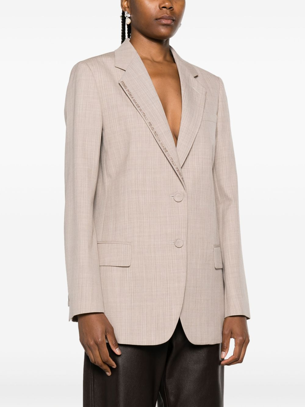 logo-embroidered single-breasted blazer - 3