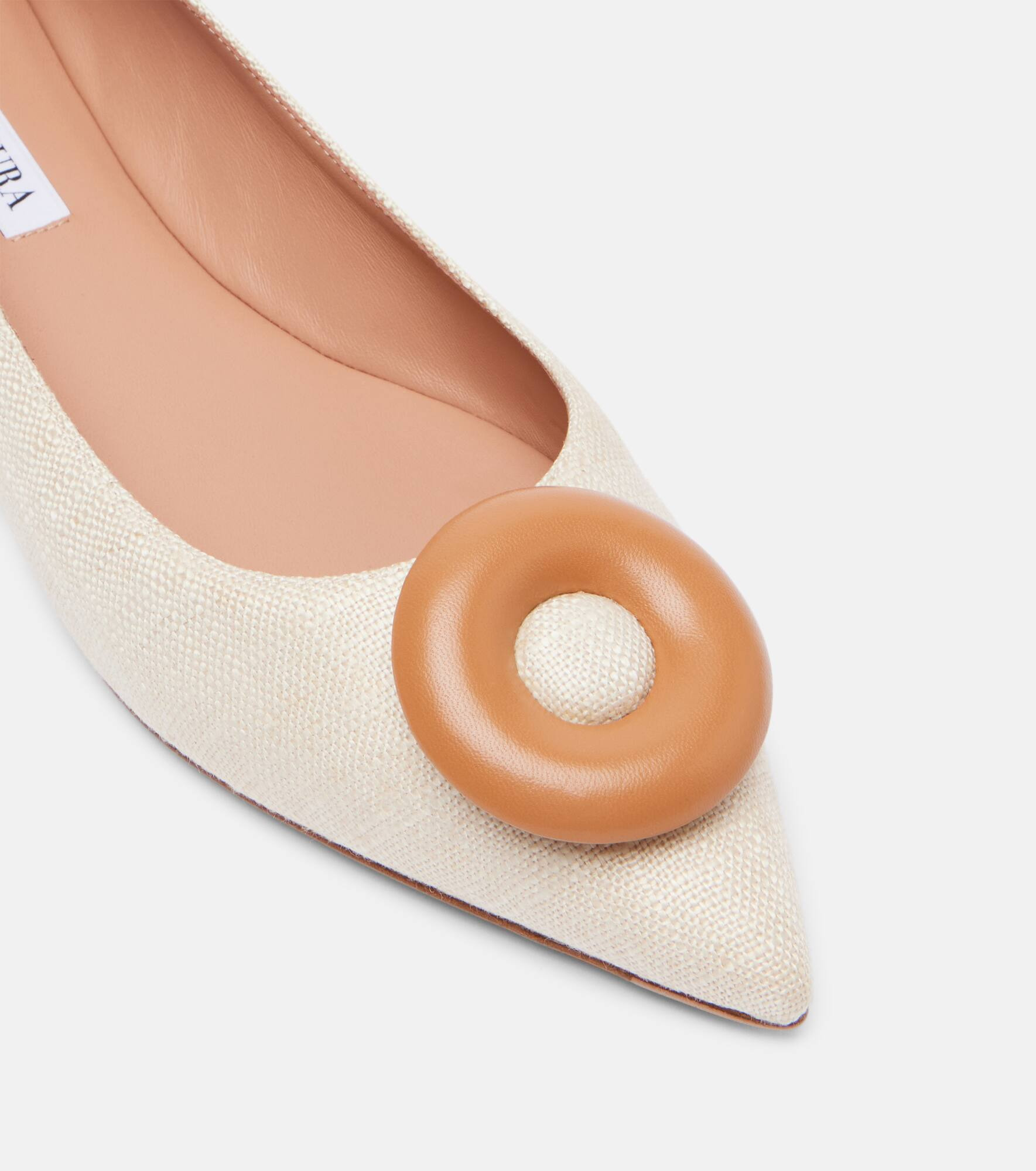 Hoop leather-trimmed ballet flats - 5