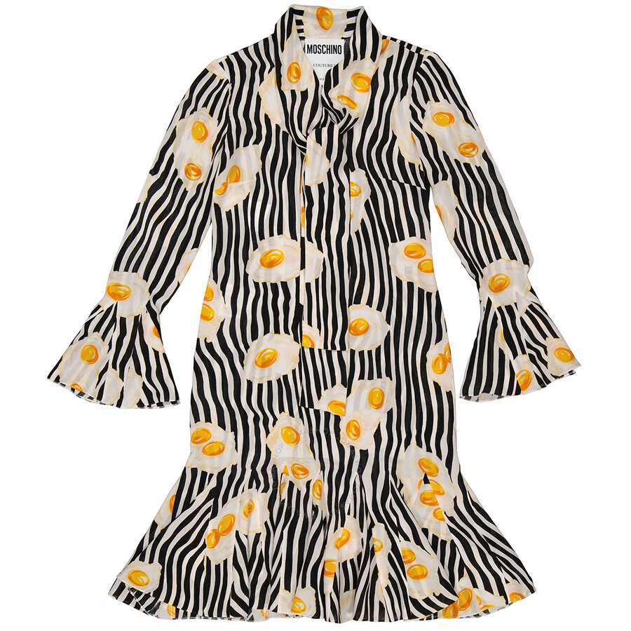 Moschino Ladies Fantasy Print Black Egg Print Dress - 2