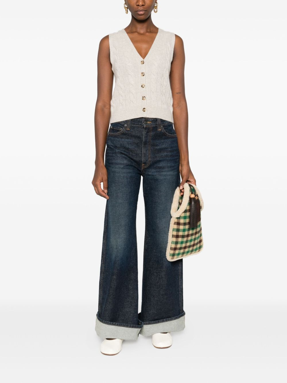 cable-knit button vest - 2