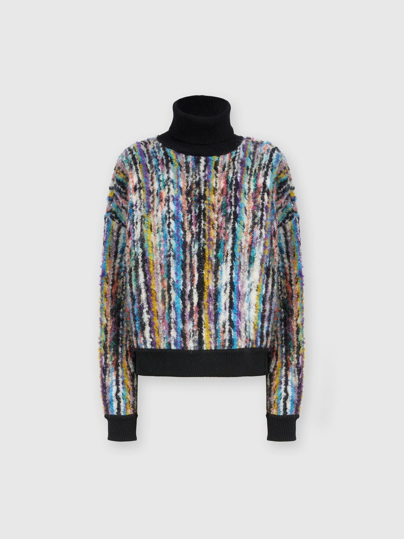 High-neck pullover in wool and bouclé mohair 1