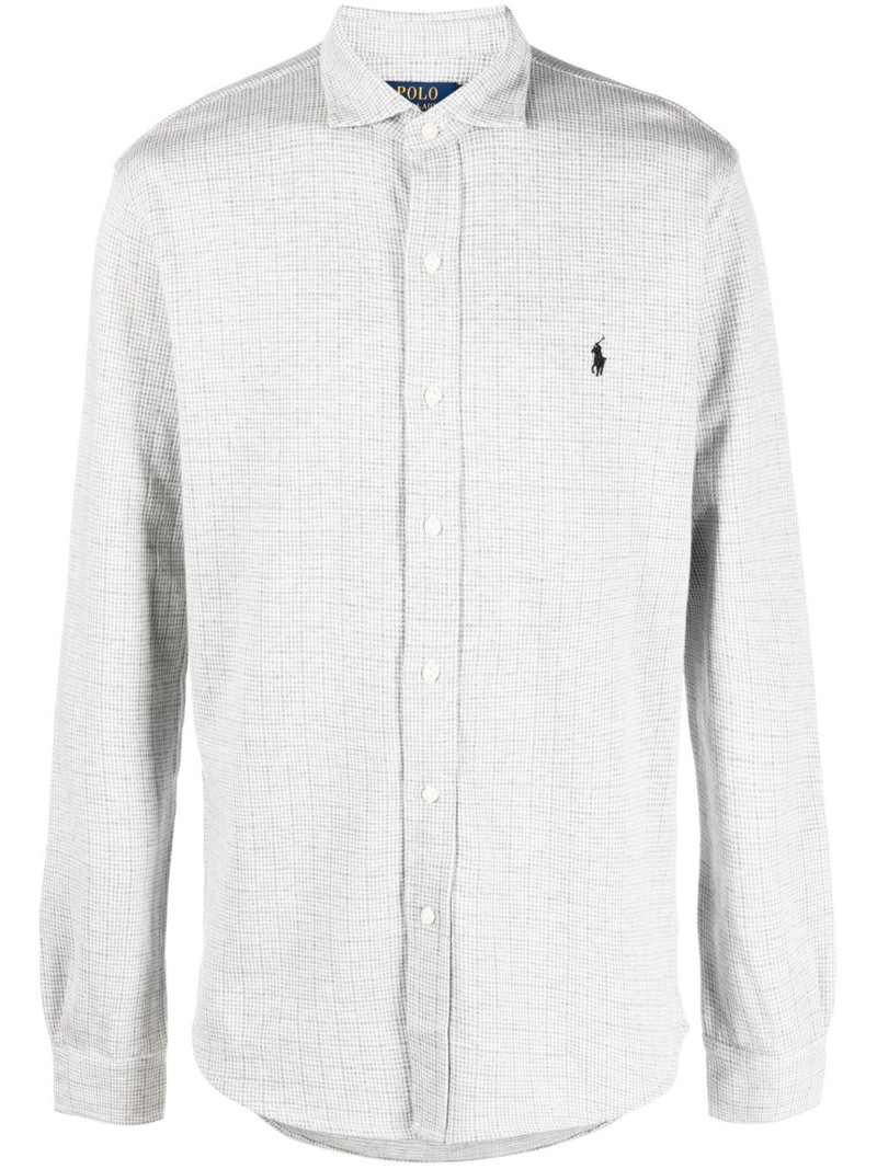 logo-embroidered cotton shirt 1