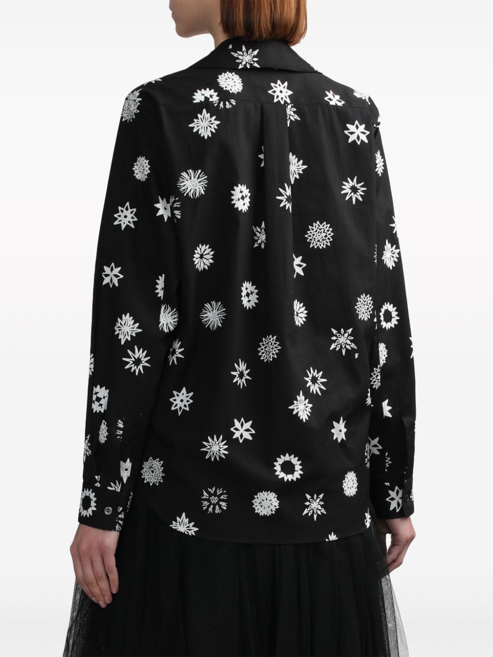graphic-print ruffle-trim shirt - 4
