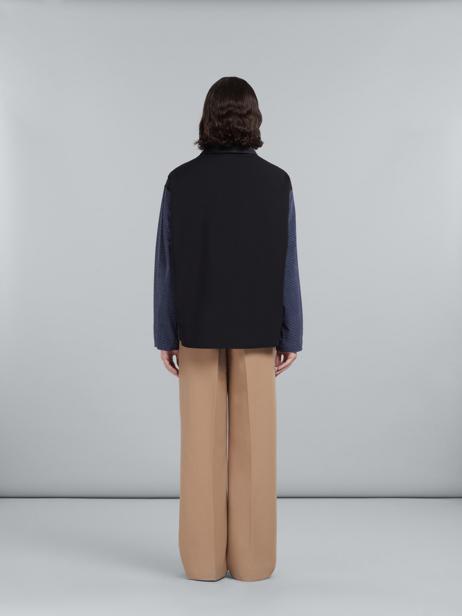 JACKET IN TROPICAL WOOL WITH BLUE CHECKS - 3