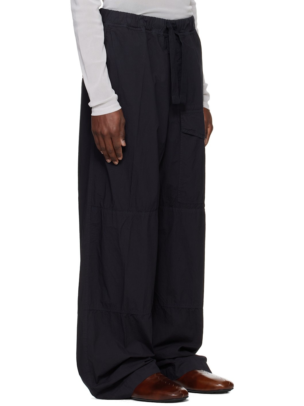 Navy Cotton Drawstring Cargo Pants - 2