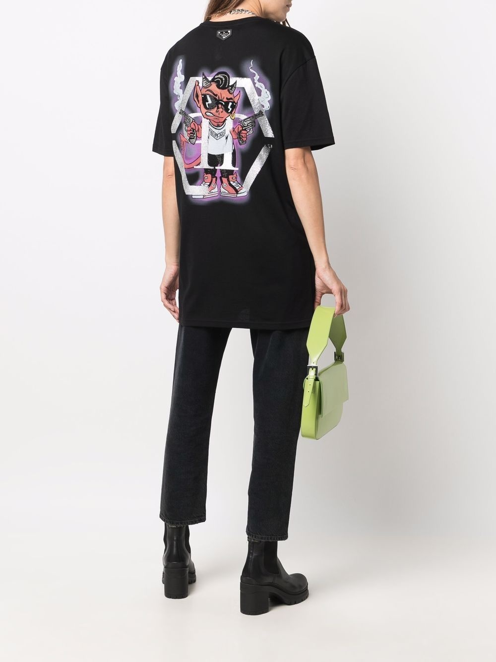 logo-print beaded devil T-shirt - 3