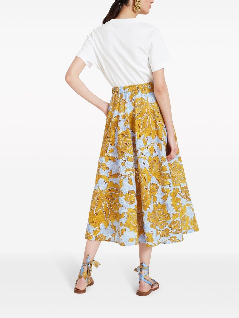 floral-print cotton midi skirt - 3