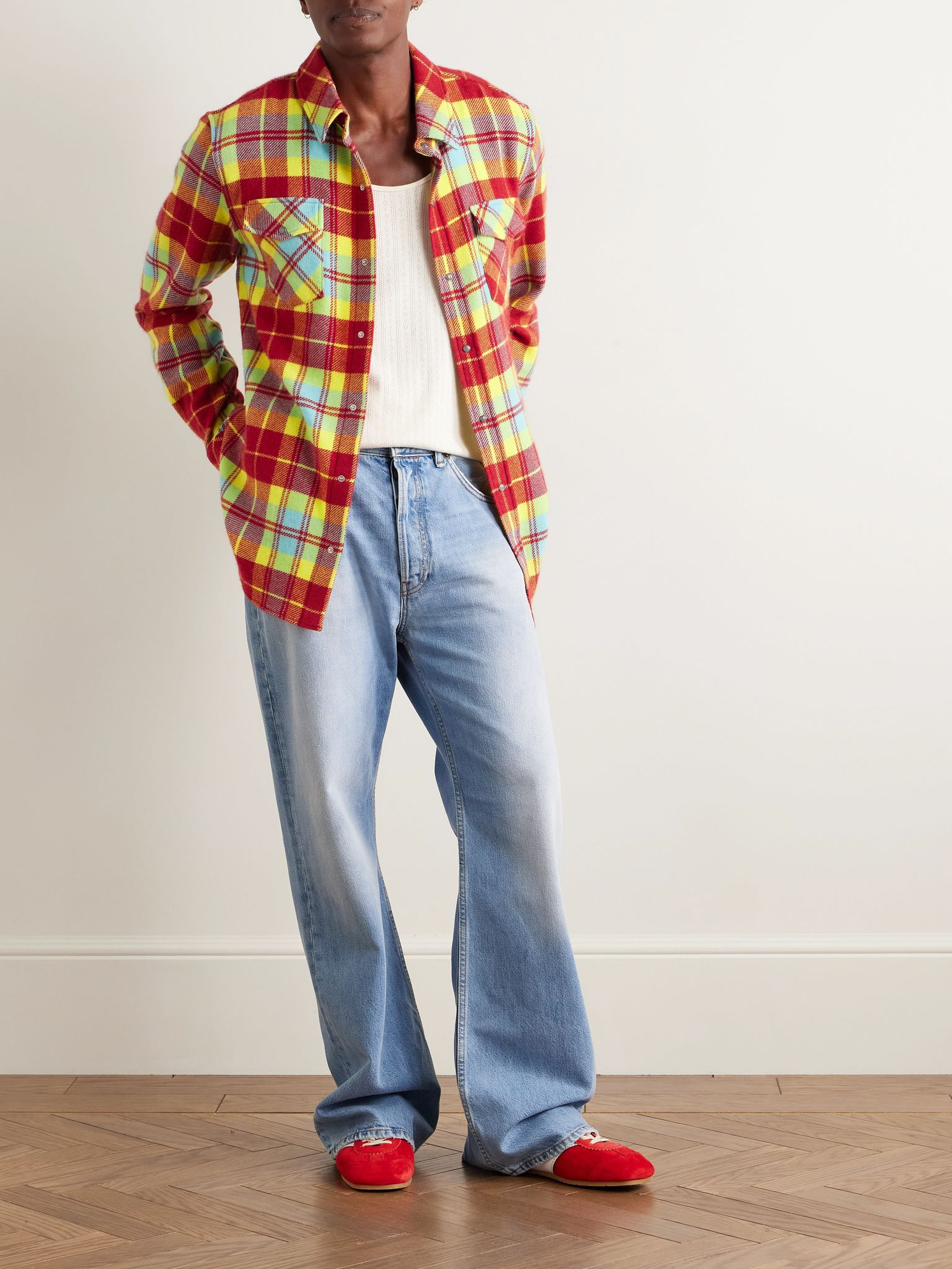 Checked Cashmere Shirt Red - 2