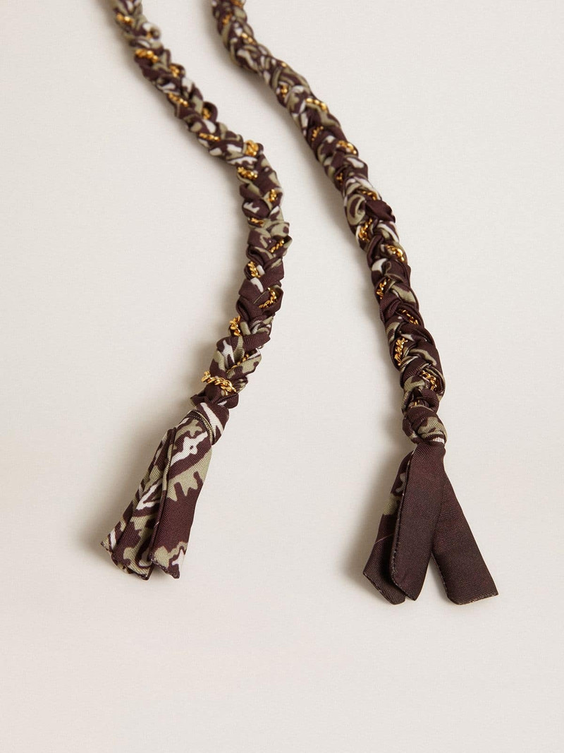 Golden Goose Burgundy braided fabric charm with brass chain outlook
