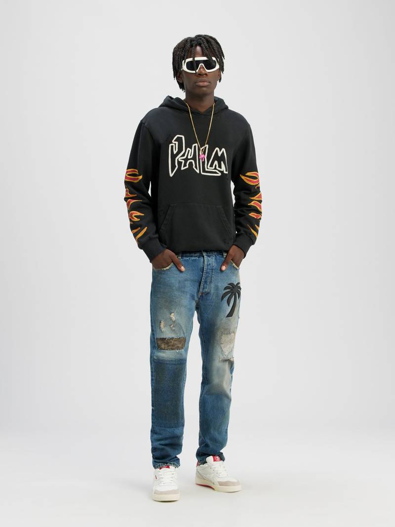 Palm Angels GRAFFITI FLAMES HOODIE outlook