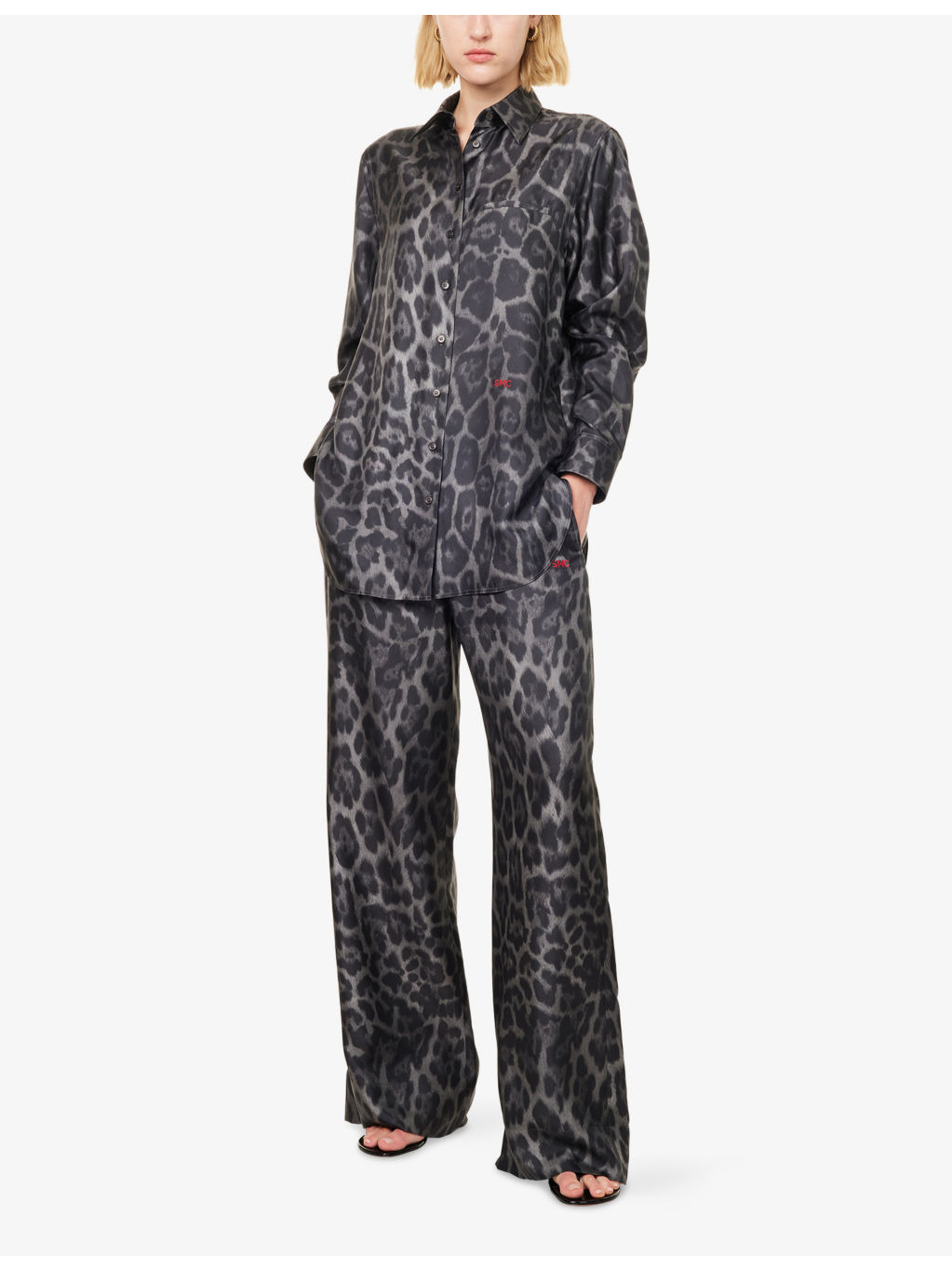 Leopard Brand-Embroidery Silk Shirt - 2