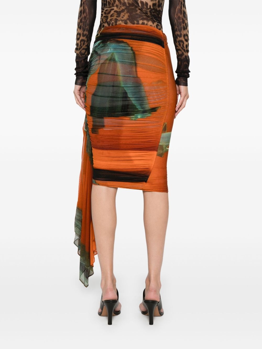 Archive-print ruched skirt - 4