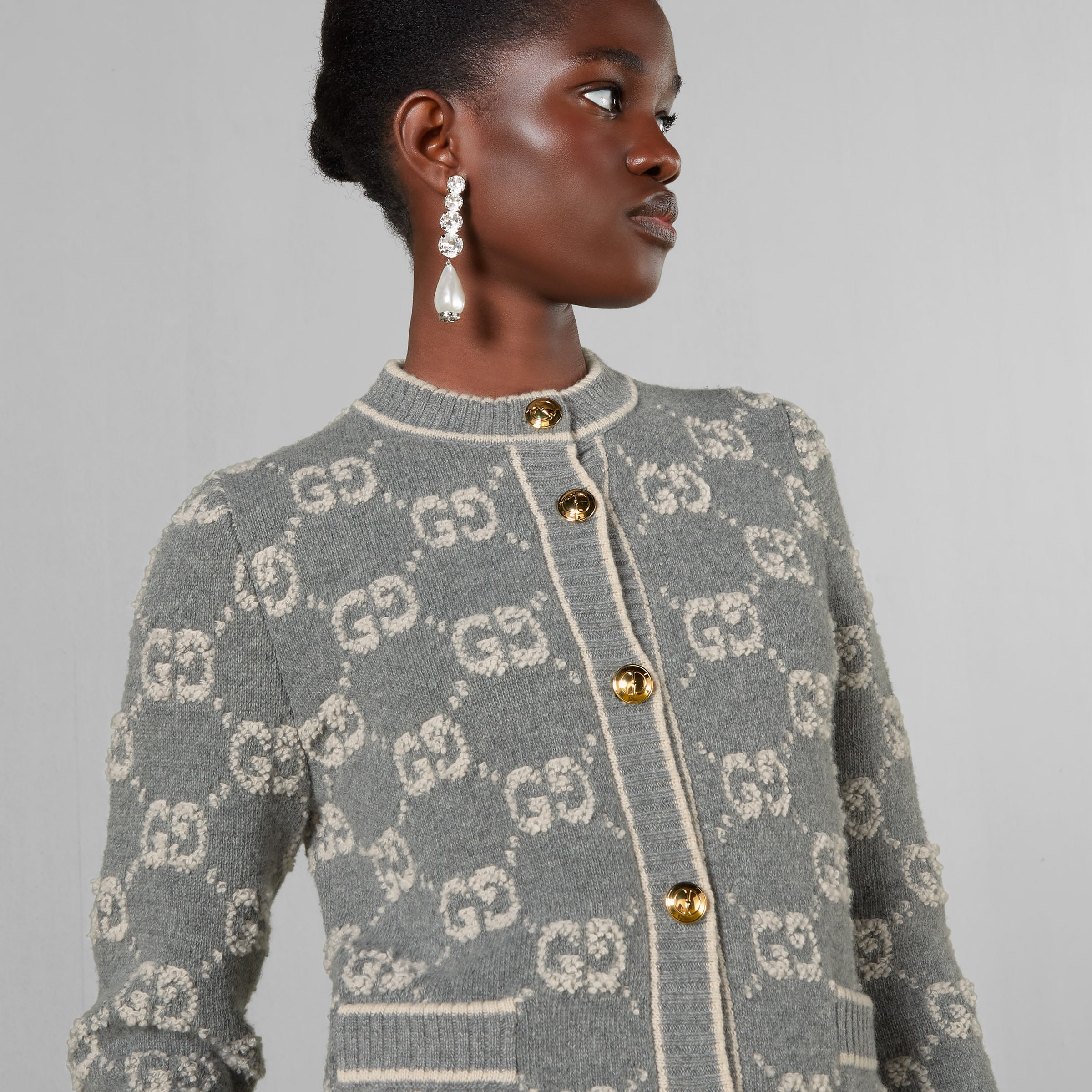 GG wool bouclé jacquard cardigan - 3