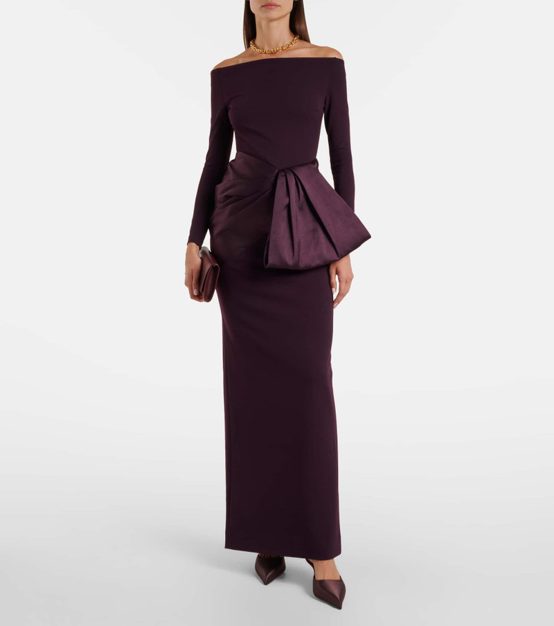 SOLACE LONDON Kori bow-detail off-shoulder gown outlook