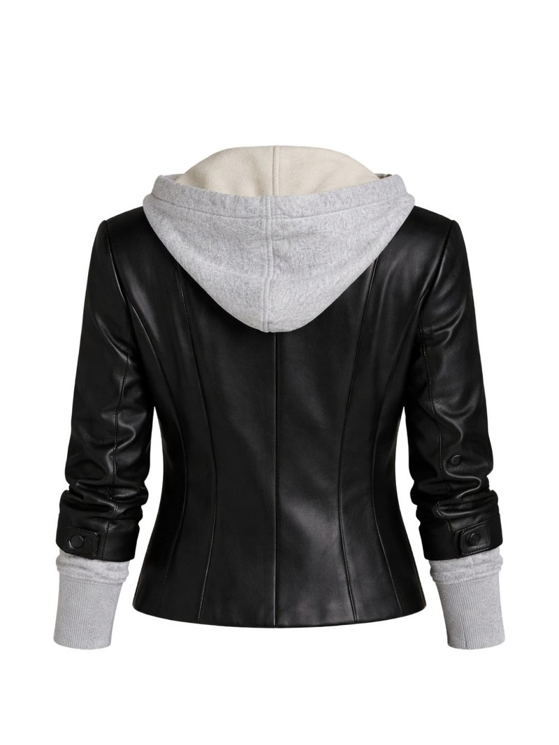 Cinq à Sept Le Petit Hooded vegan leather jacket outlook