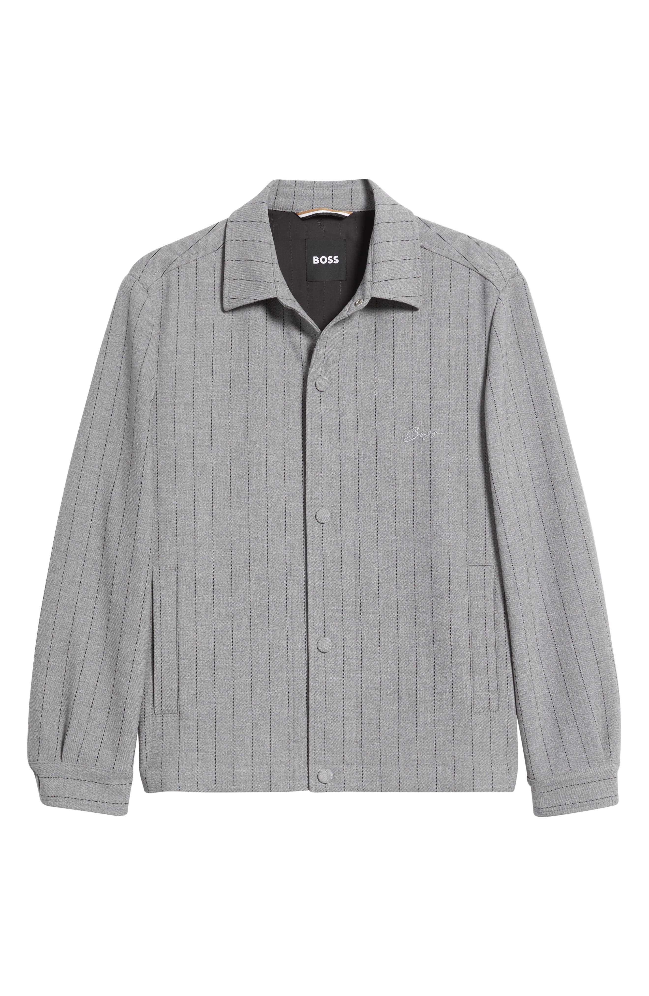 BOSS Carper Pinstripe Coach's Jacket in Medium Grey at Nordstrom - 6