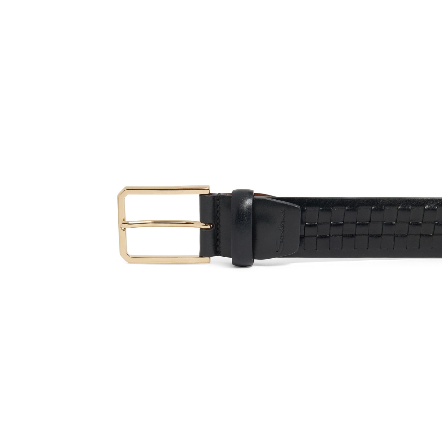 Men's green woven leather adjustable belt - 2
