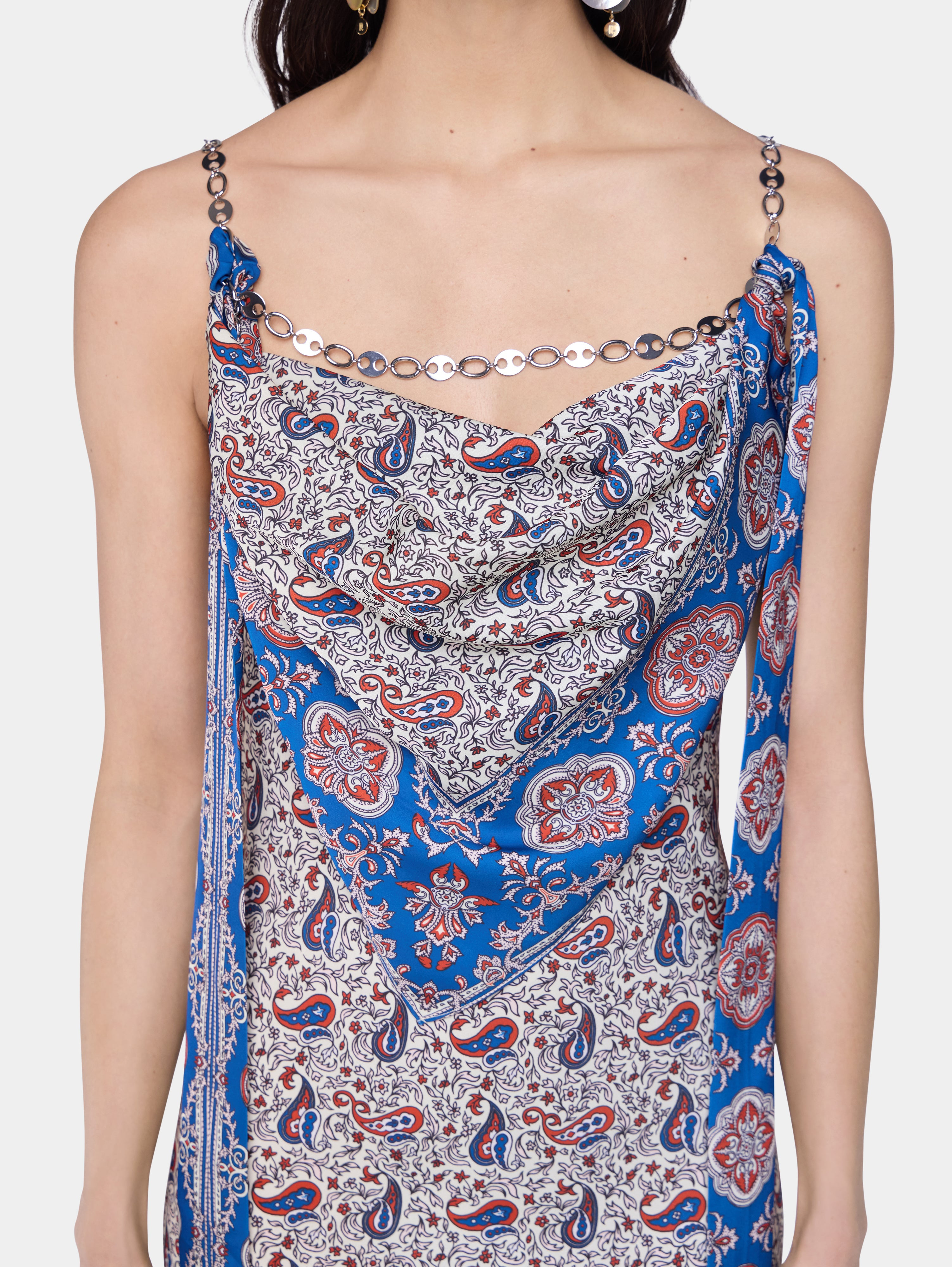 LONG DRESS IN PRINTED SATIN - 5