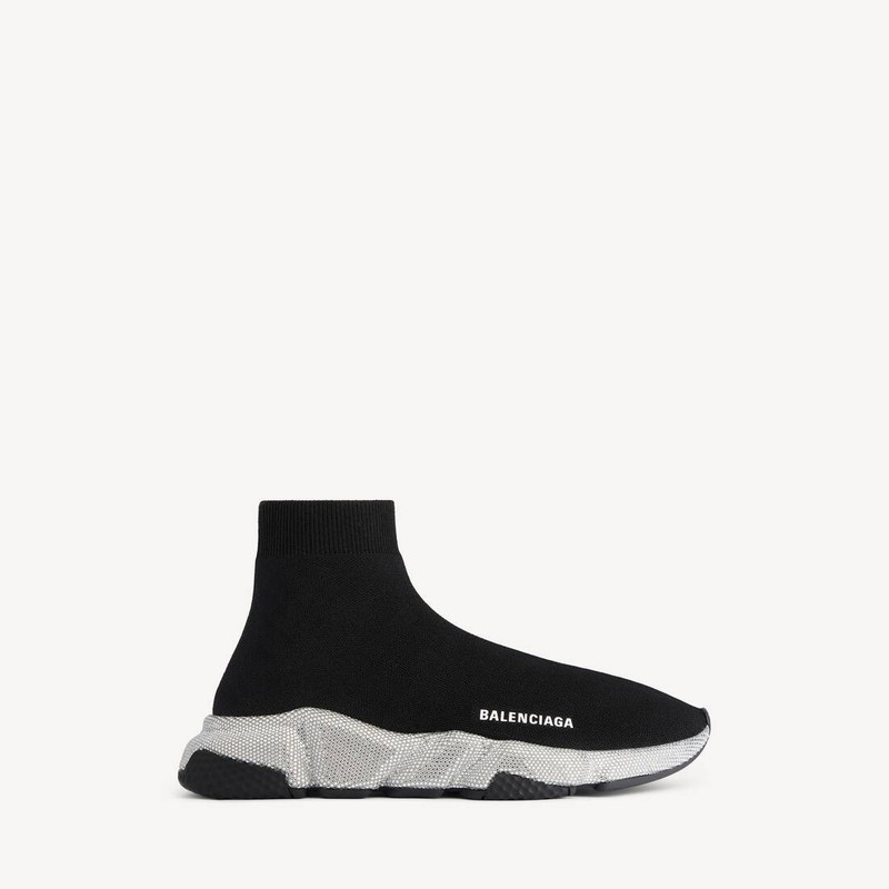 Men's Speed Recycled Knit Sneaker With Rhinestones in Black 1