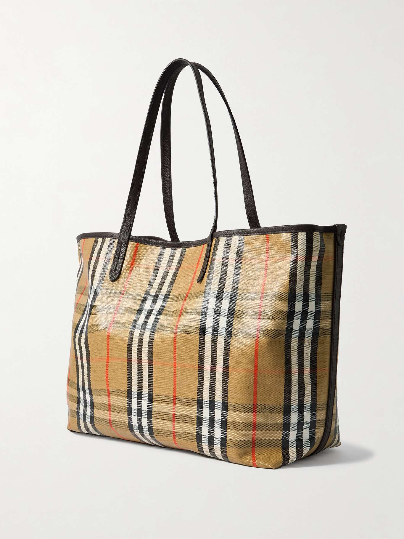 Highlands checked coated-canvas tote Sand - 3