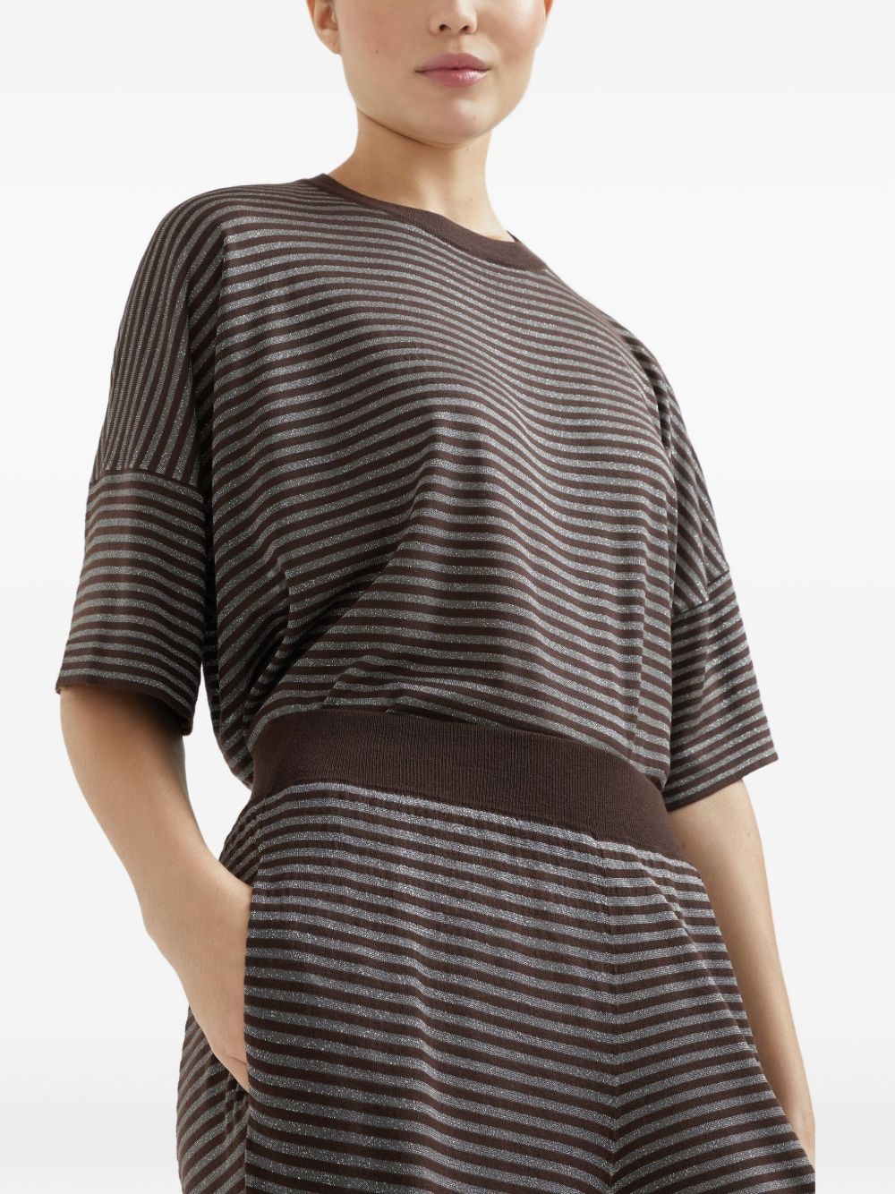 striped high-waisted trousers - 5