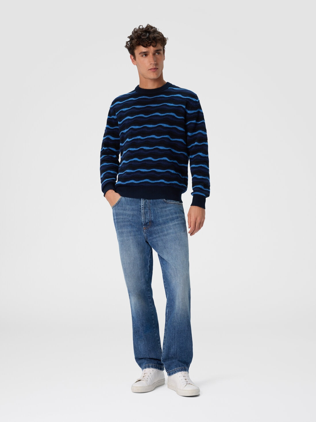 Short Sleeve Polo with Geometric Zigzag Pattern - 2