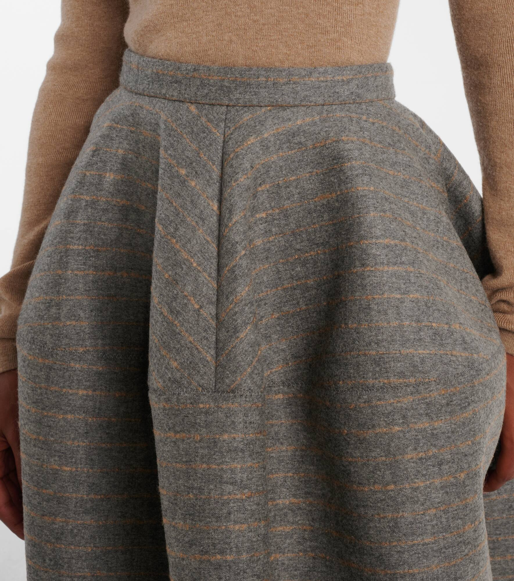 Striped wool and mohair flannel midi skirt - 4