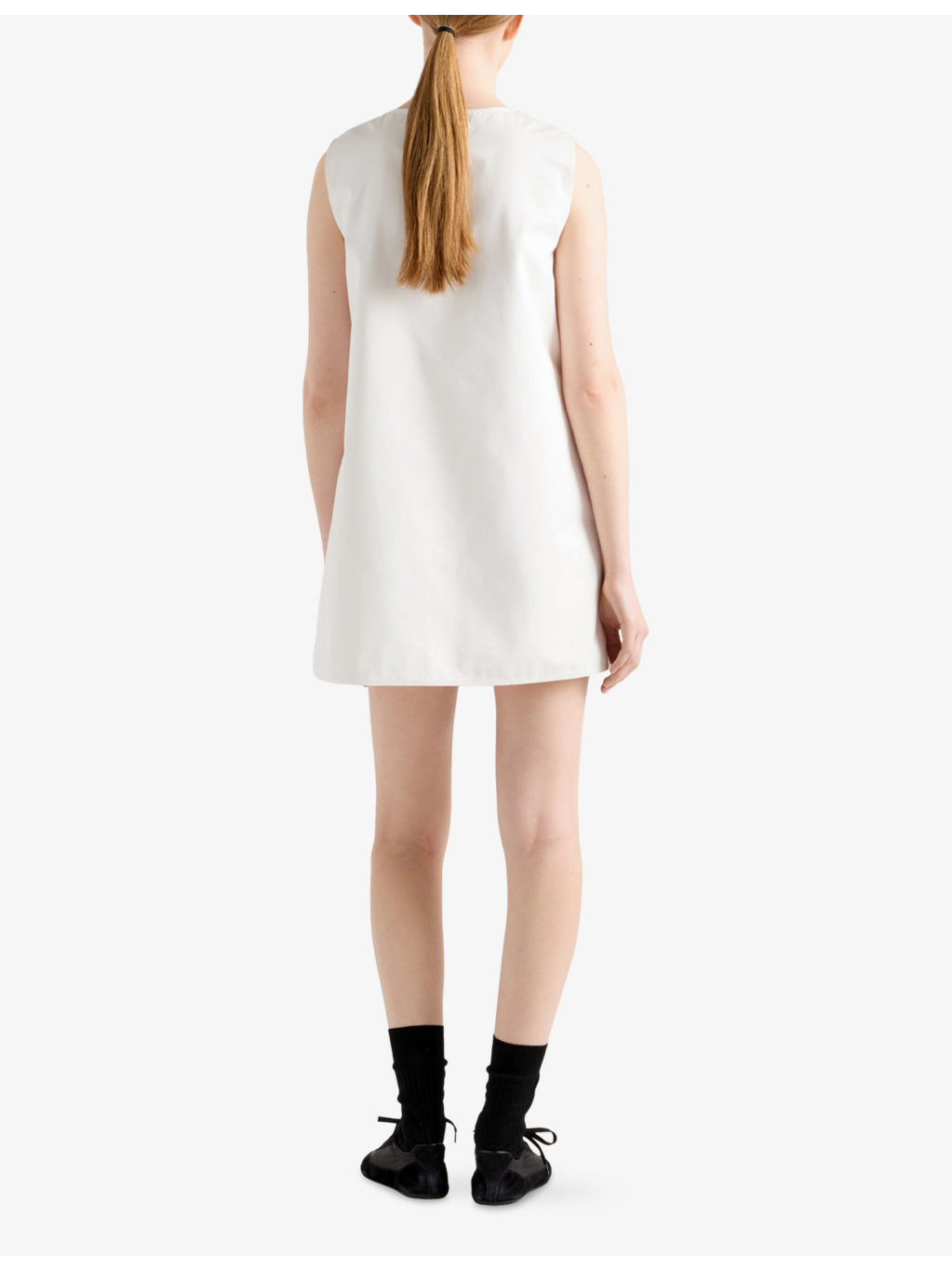 Front-Tie V-Neck Cotton Mini Dress - 4
