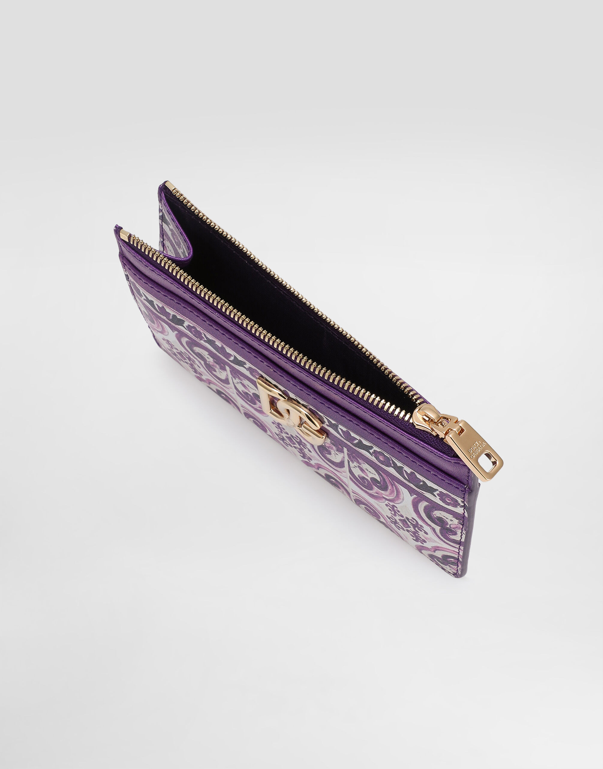 Majolica-print calfskin card holder - 4