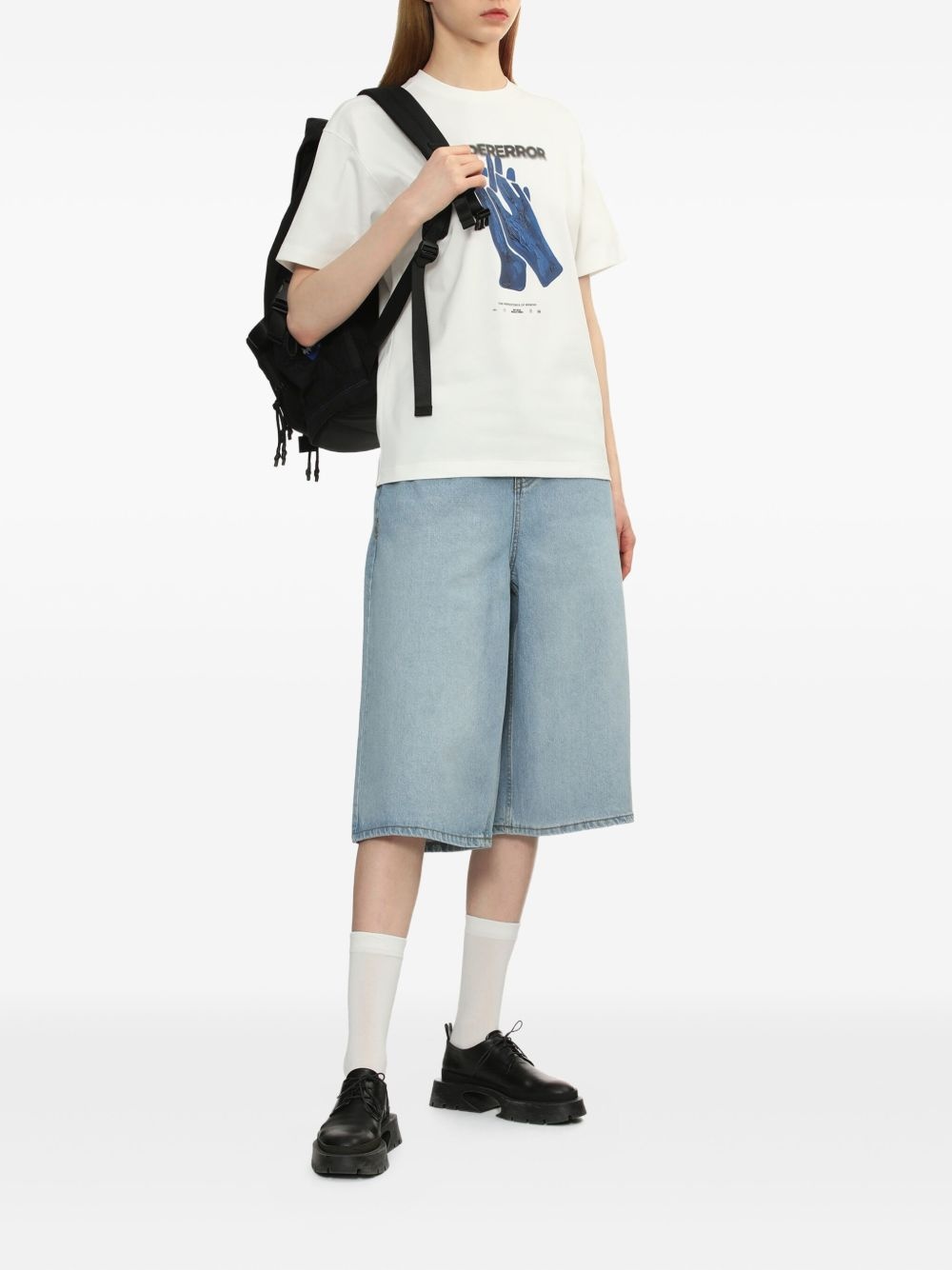 Sig high-waisted denim shorts - 2