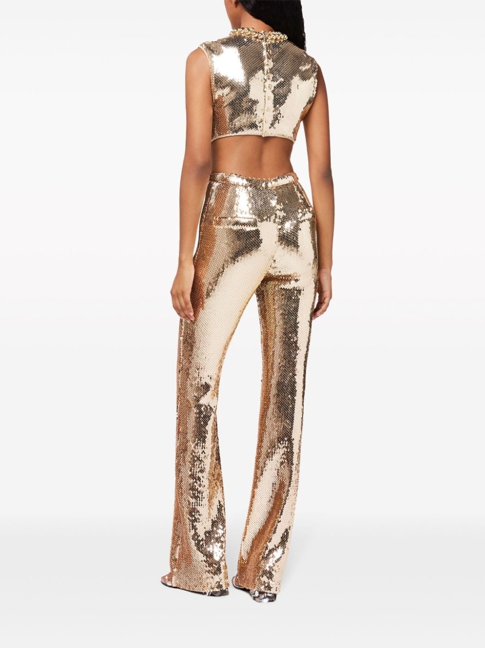 sequinned flared trousers - 2