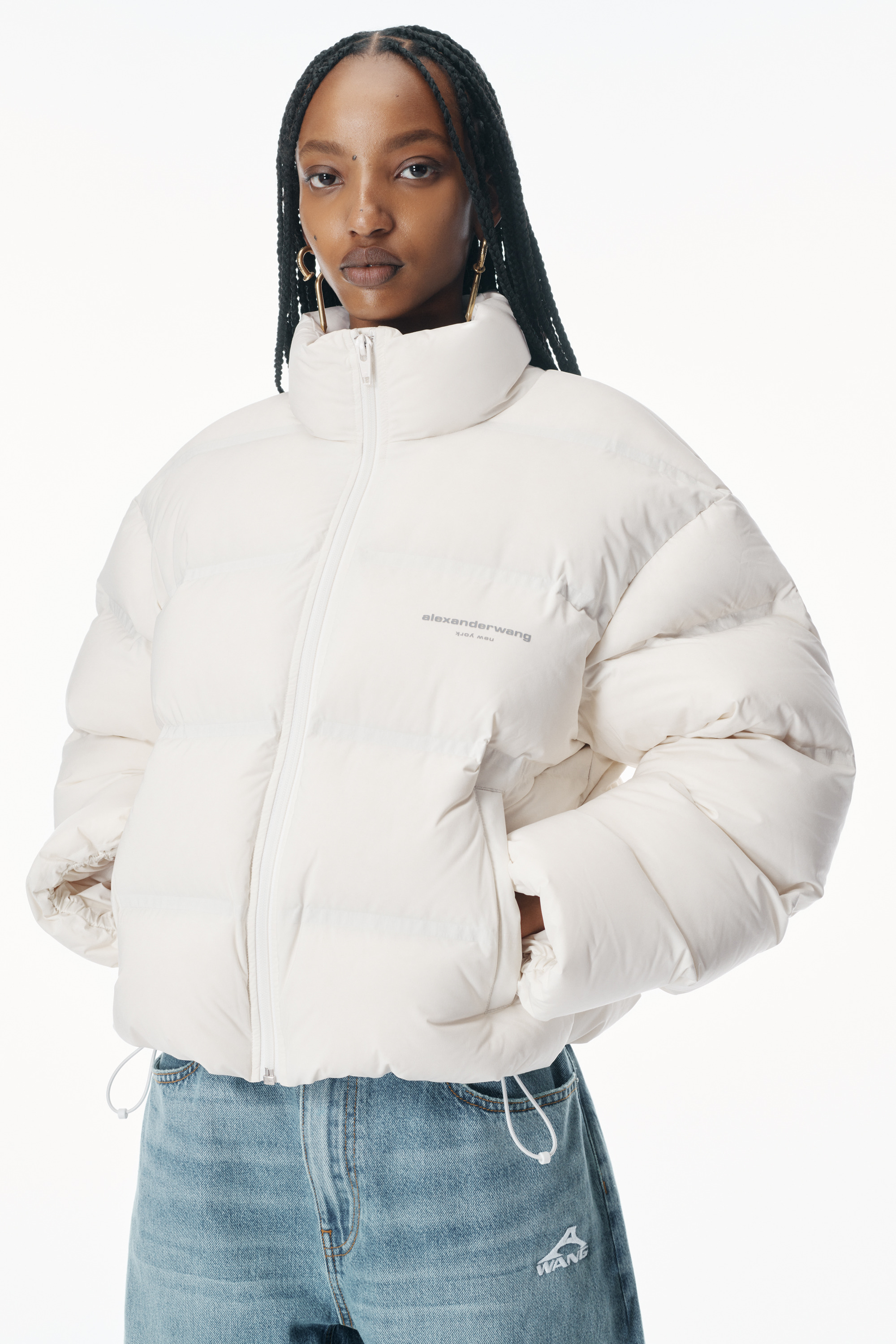 cropped channel puffer coat in feather & down - 3