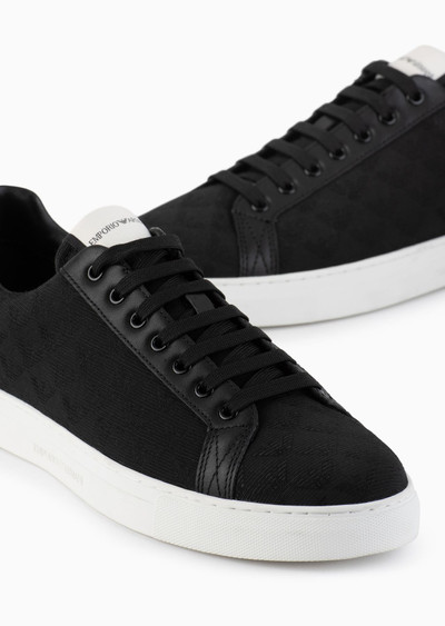 EMPORIO ARMANI Nylon sneakers with jacquard all-over eagle outlook