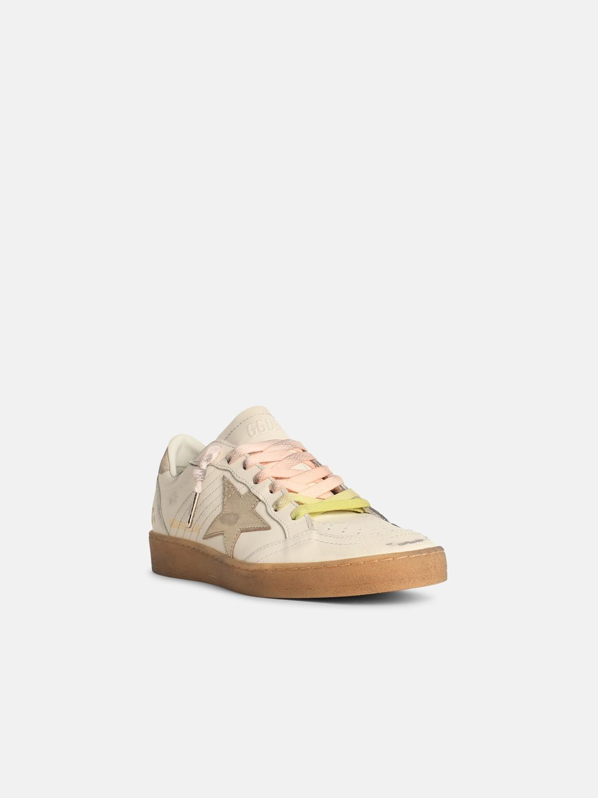 'BALL-STAR' WHITE LEATHER SNEAKERS - 2