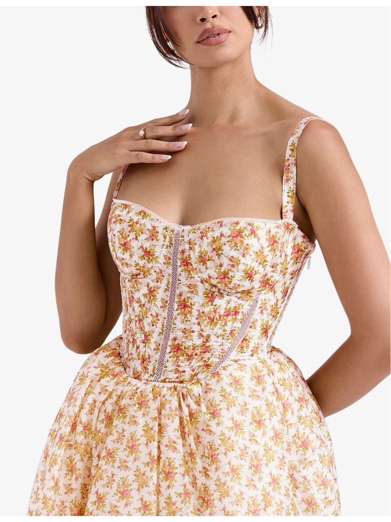 Kelly floral-print corset midi dress 3