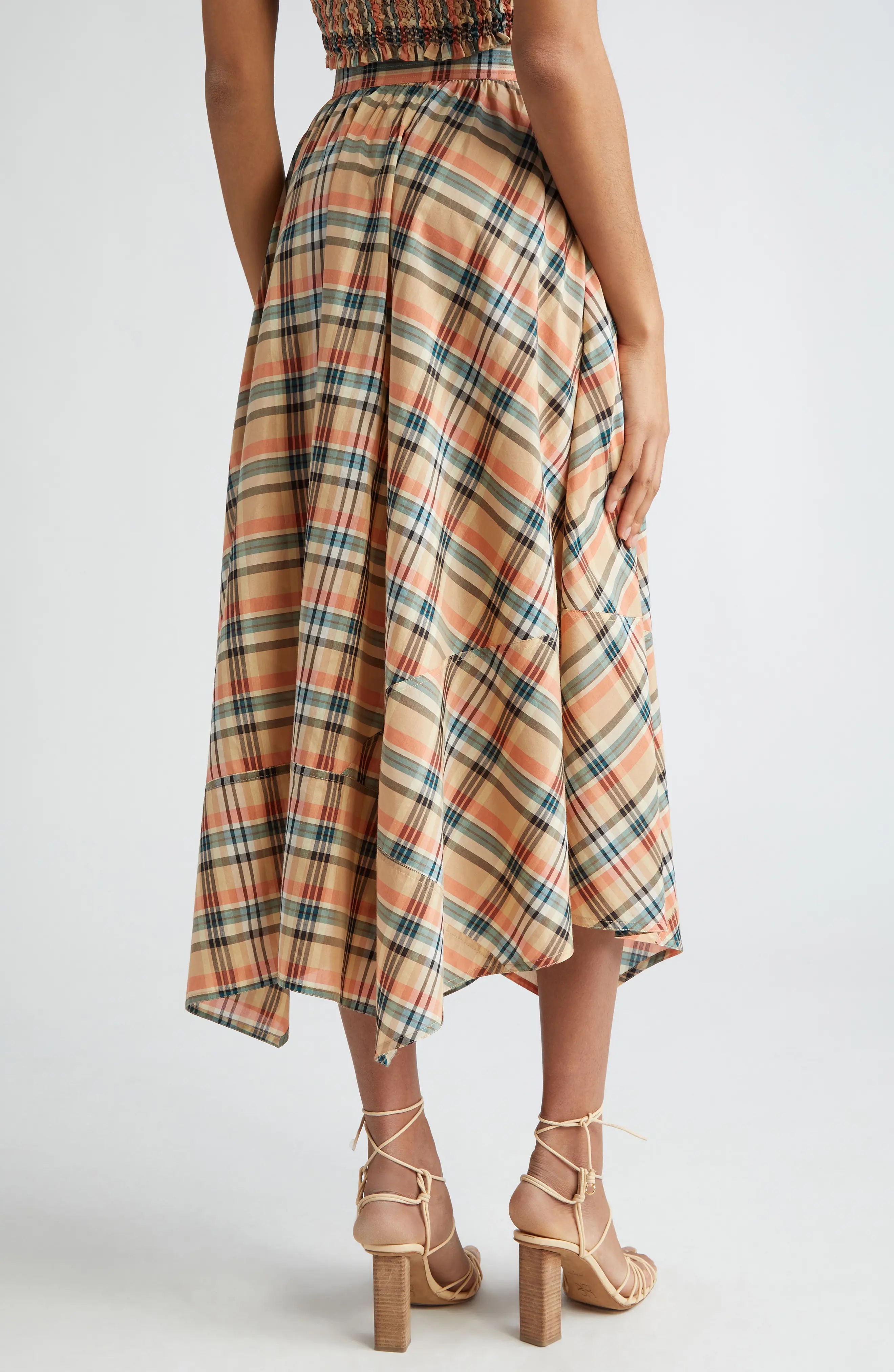 Annette Plaid Asymmetric Midi Skirt - 3