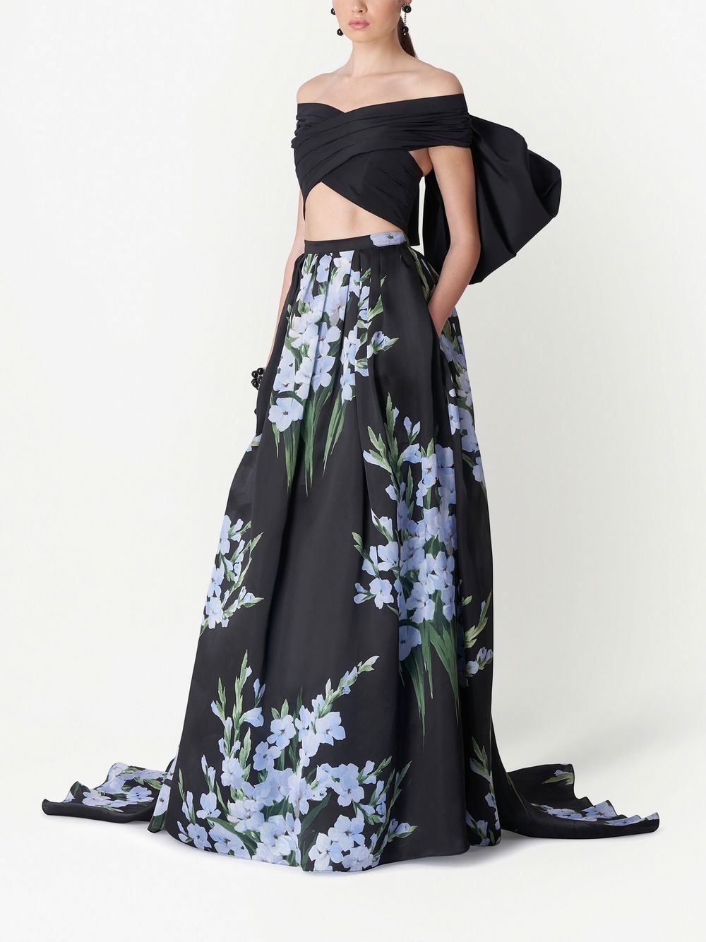 off-shoulder silk cropped top - 2
