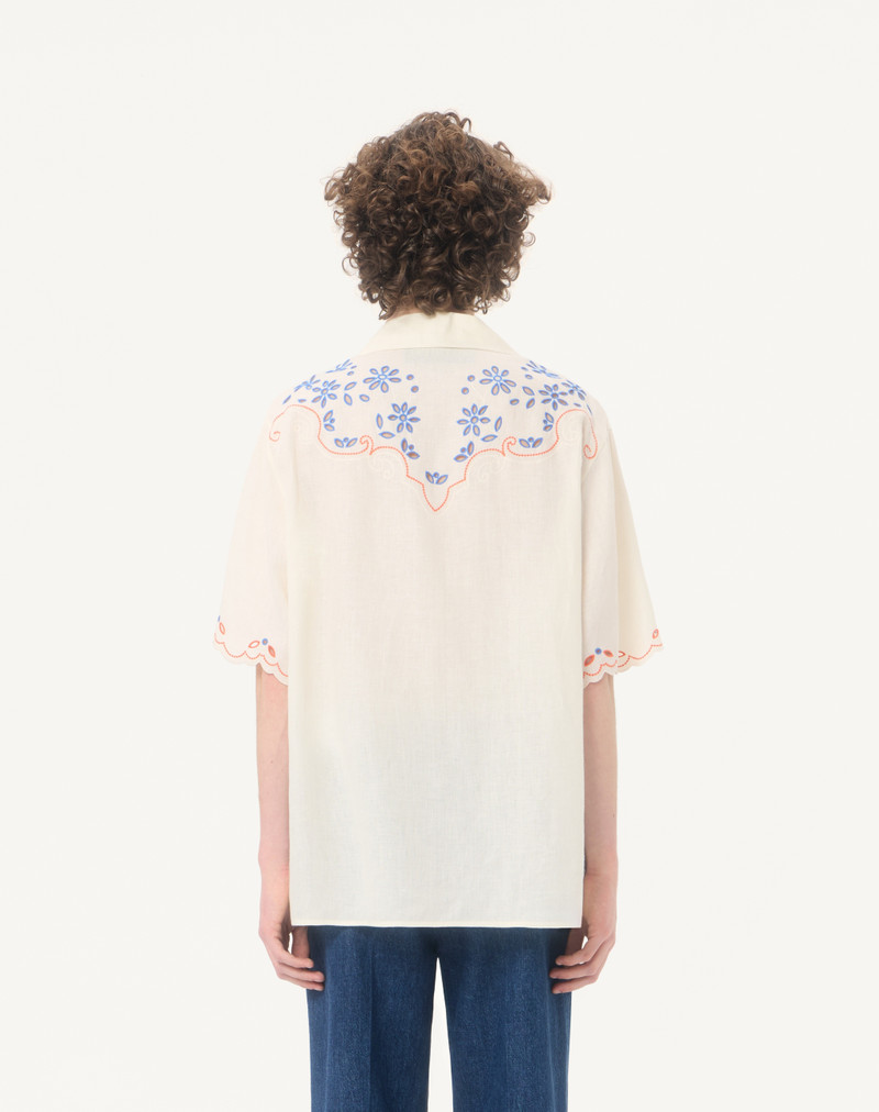 VALENTINO LINEN BOWLING SHIRT IN SAN GALLO WITH VLOGO EMBROIDERY 7