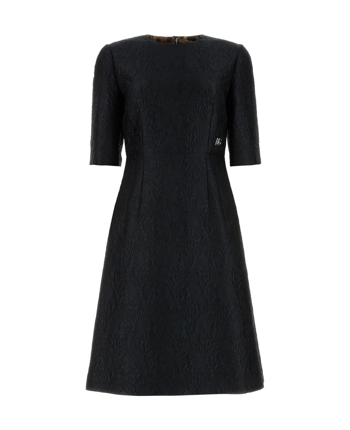 Black Jacquard Dress - 1