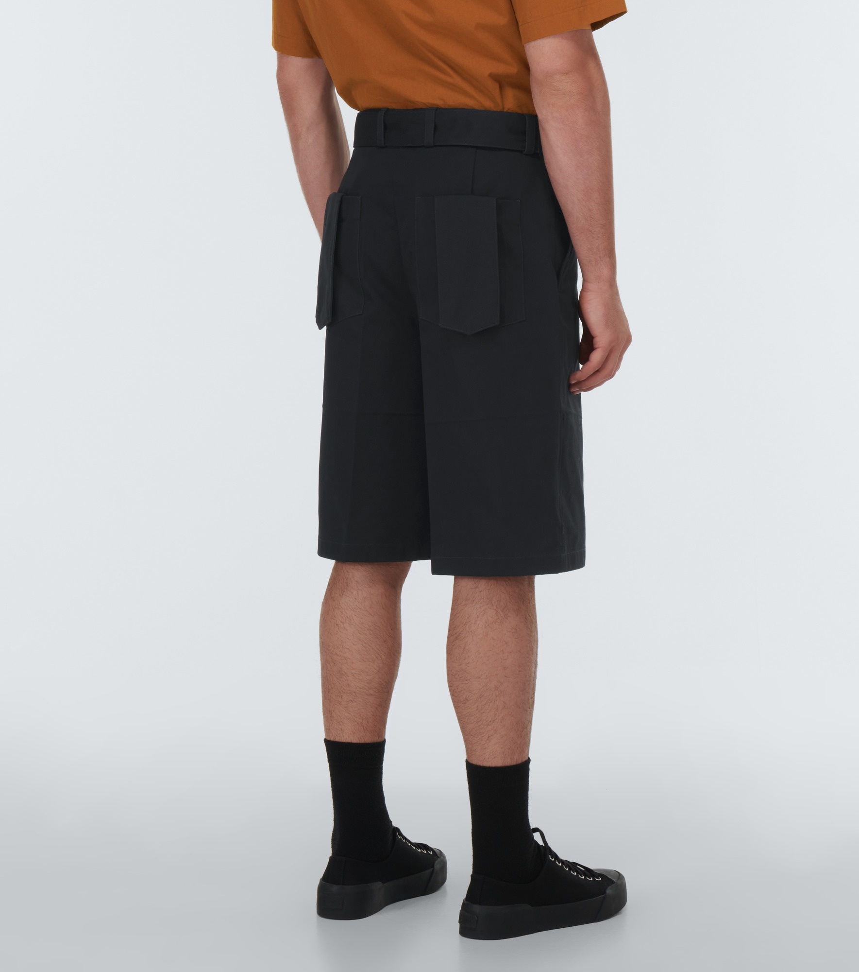 Wool gabardine belted shorts - 4