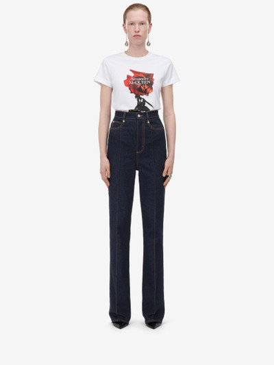 Alexander McQueen Women's Shadow Rose Fitted T-shirt in White outlook