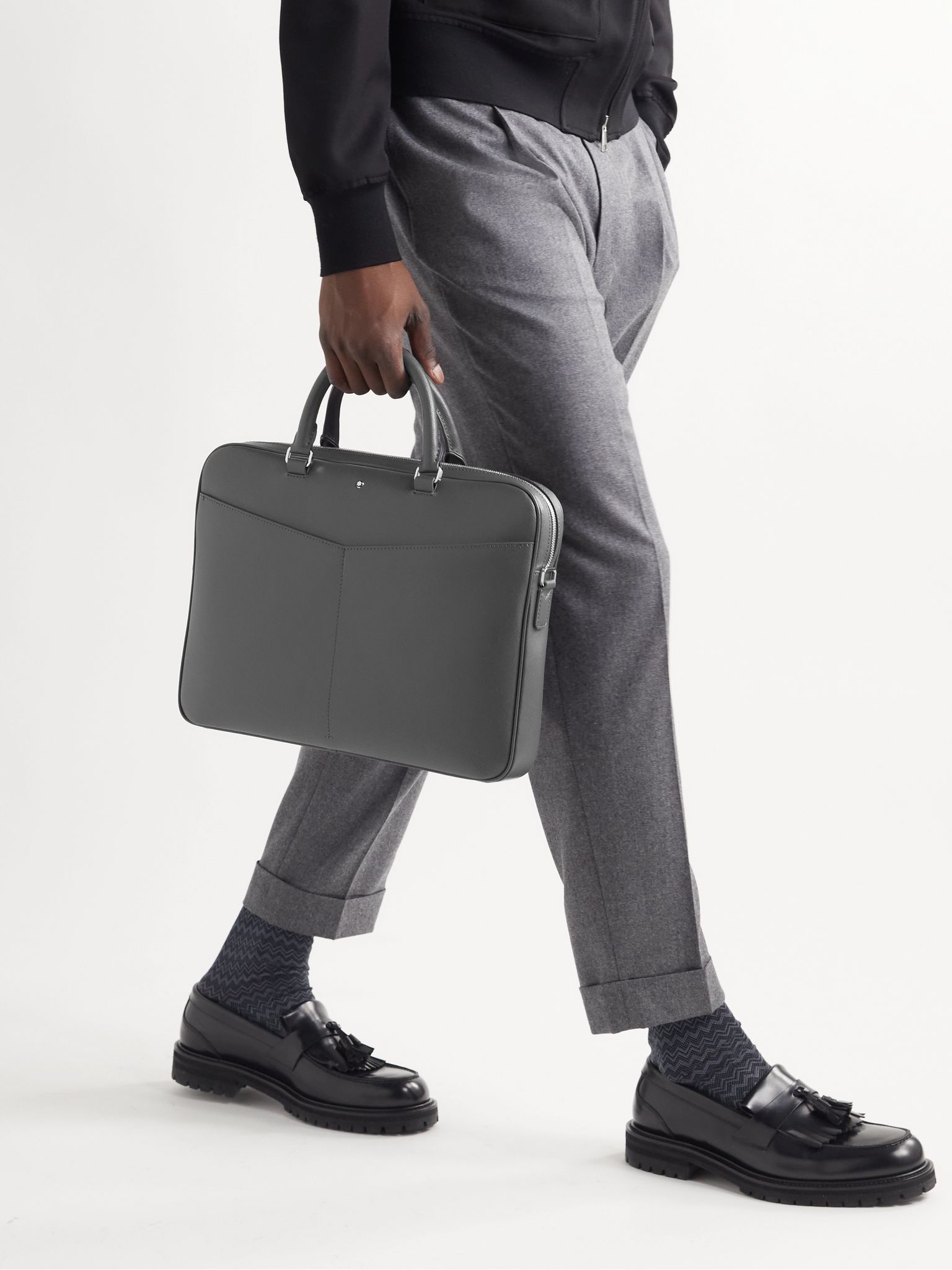 Sartorial Ultra-Slim Cross-Grain Leather Briefcase - 2