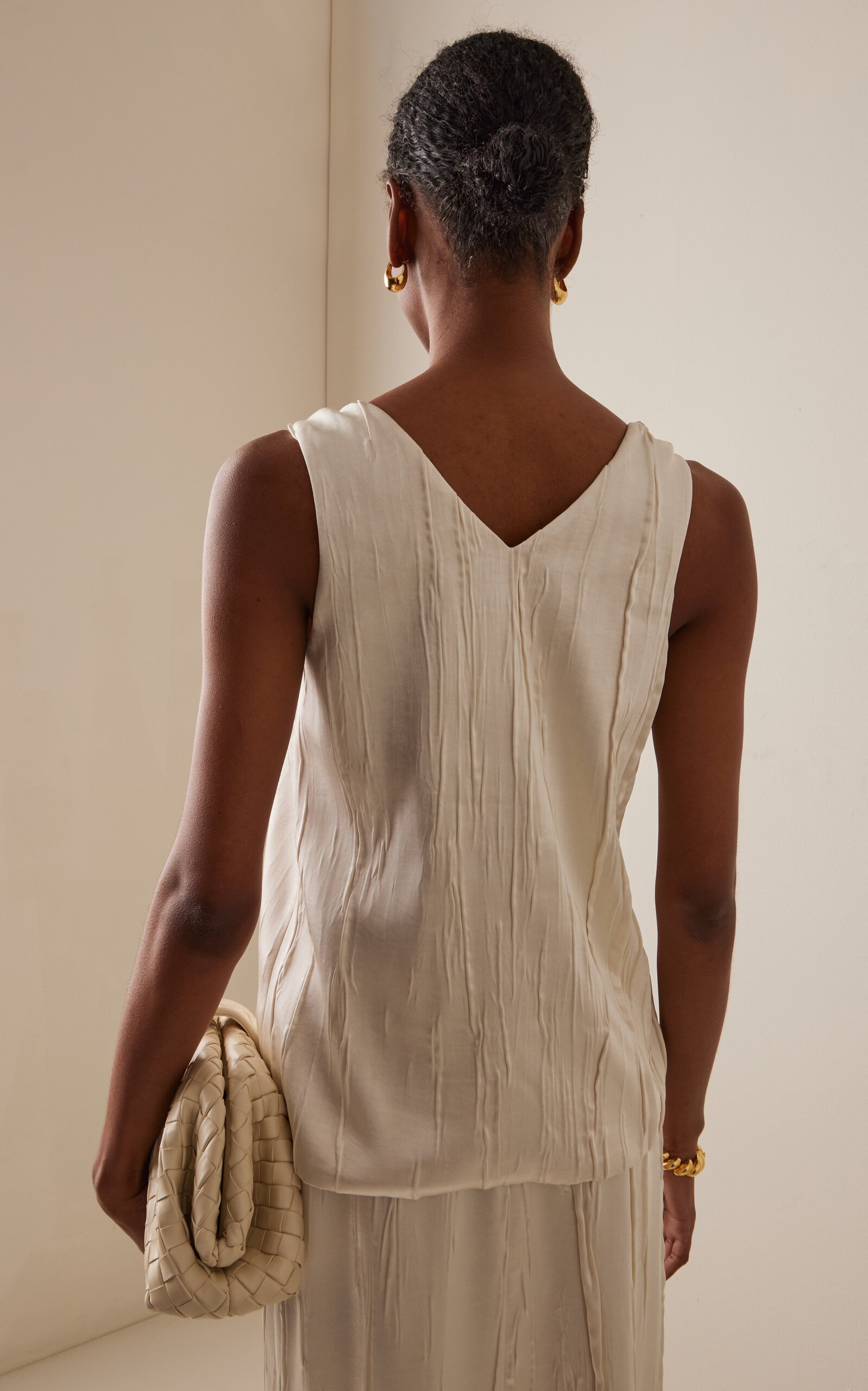 The Drew Satin Tank Top ivory - 4