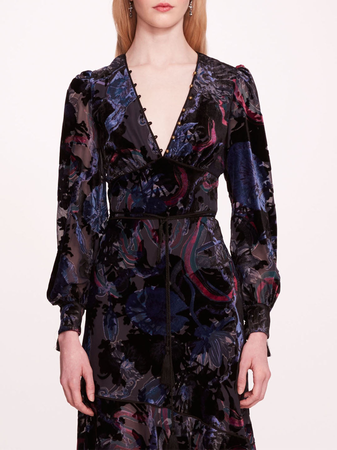VELVET BURNOUT MIDI DRESS - 4