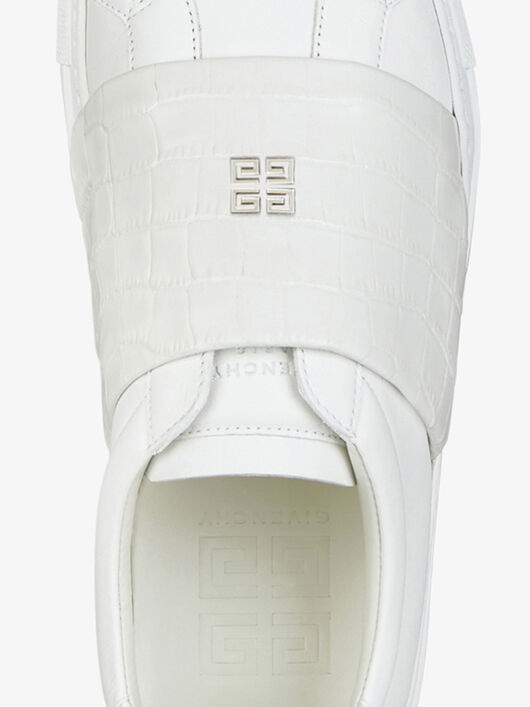 SNEAKERS IN LEATHER WITH CROCODILE EFFECT WEBBING - 6